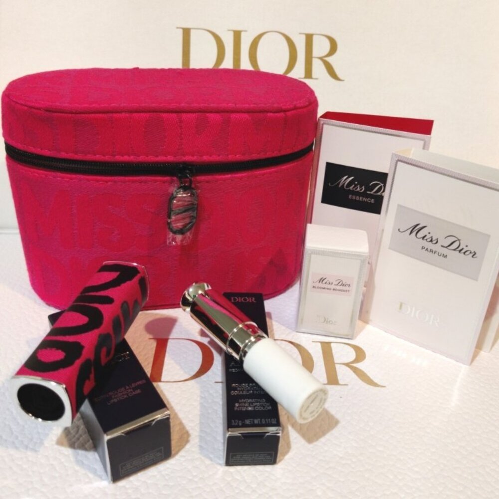 Dior Beauty Miss Dior Pink Couture Bundle of 6, Lipstick (4L1E), Case, Pouch NEW